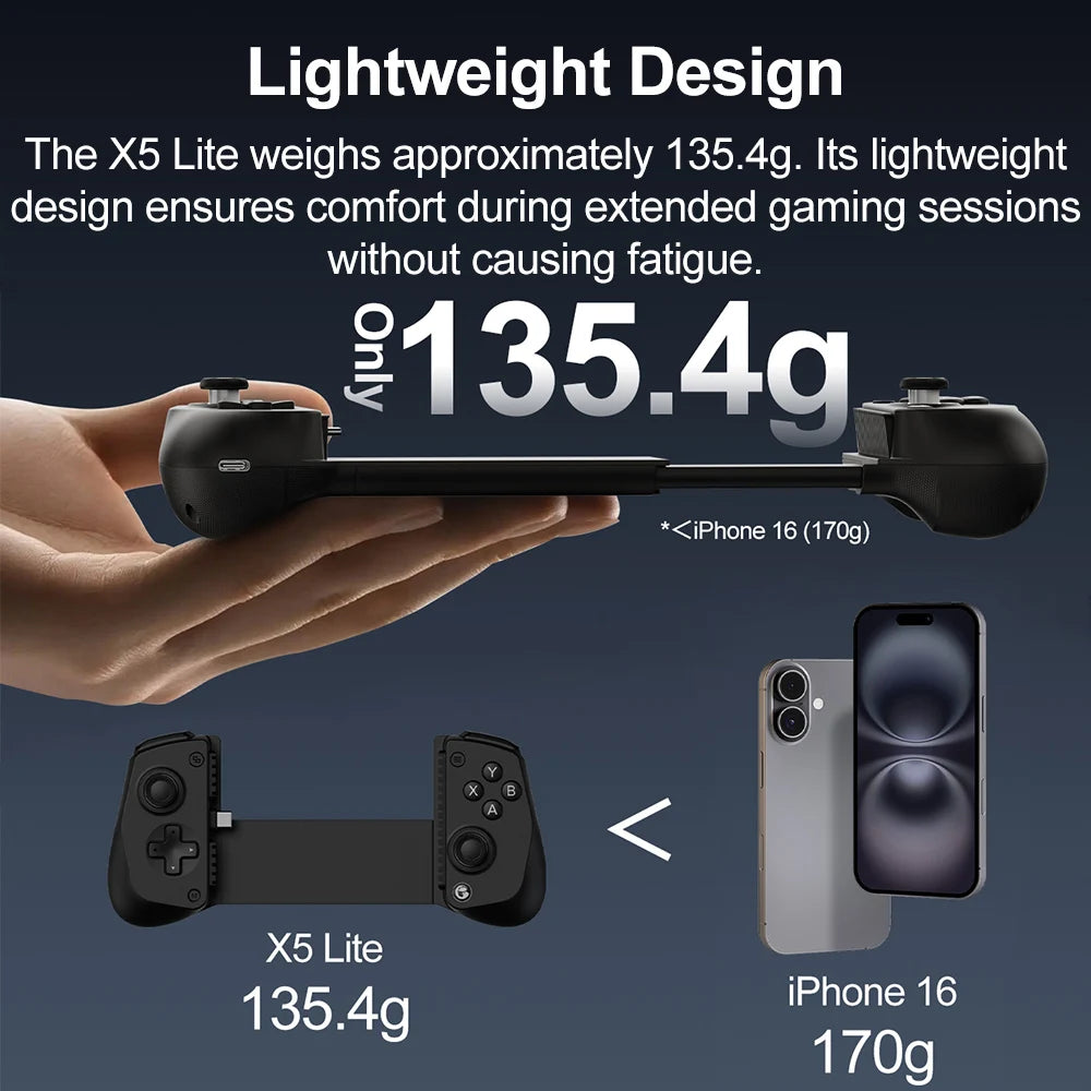 GameSir X5 Lite Mobile Gamepad Phone Game Controller for iPhone 16/15 iPad Mini Android Tablet Hall Effect Joysticks Design