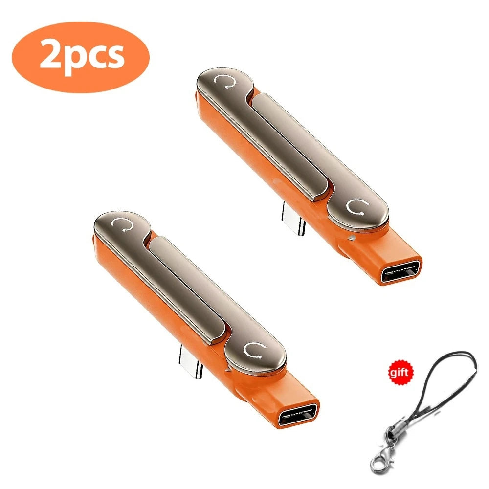 3PCS Type C Phone Charging Bracket Adapter 240W Fast Charging OTG Type-C Male to USB-C Female Converter With foldable Holder