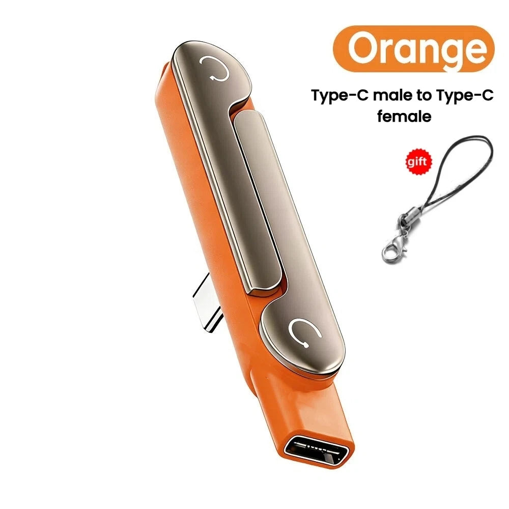 3PCS Type C Phone Charging Bracket Adapter 240W Fast Charging OTG Type-C Male to USB-C Female Converter With foldable Holder
