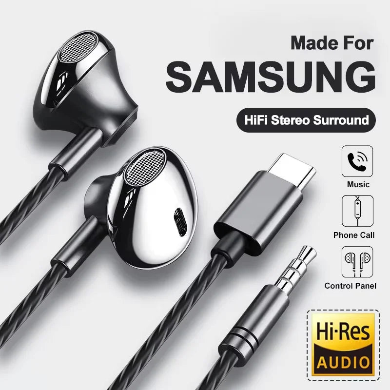 USB-C Wired Earbuds with Microphone and Volume Control