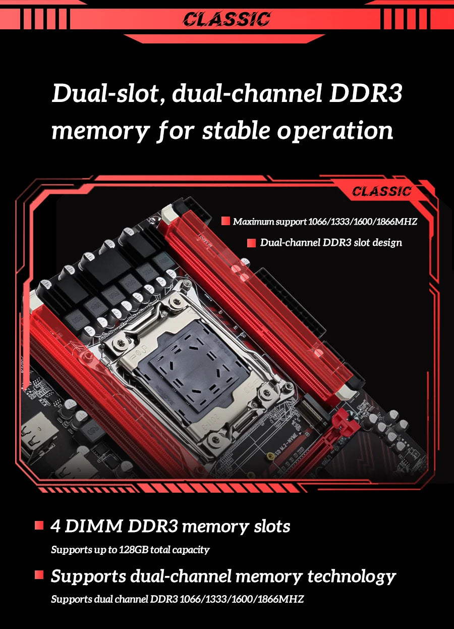 SOYO X99 Motherboard Set Kit With Intel LGA2011-3 Xeon E5 2676 V3 and DDR3 16GB (2*8GB) 1600MHz Dual Channel RAM M.2 NVME
