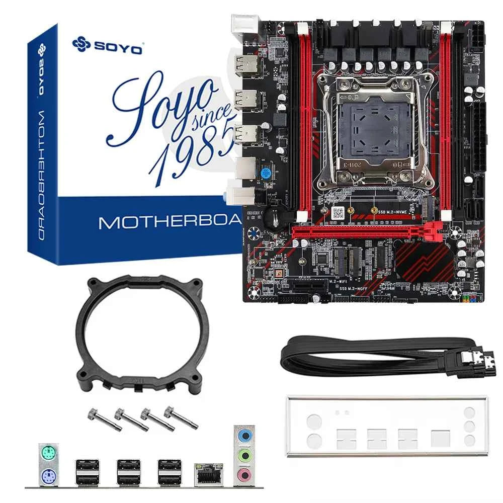 SOYO X99 Motherboard Set Kit With Intel LGA2011-3 Xeon E5 2676 V3 and DDR3 16GB (2*8GB) 1600MHz Dual Channel RAM M.2 NVME