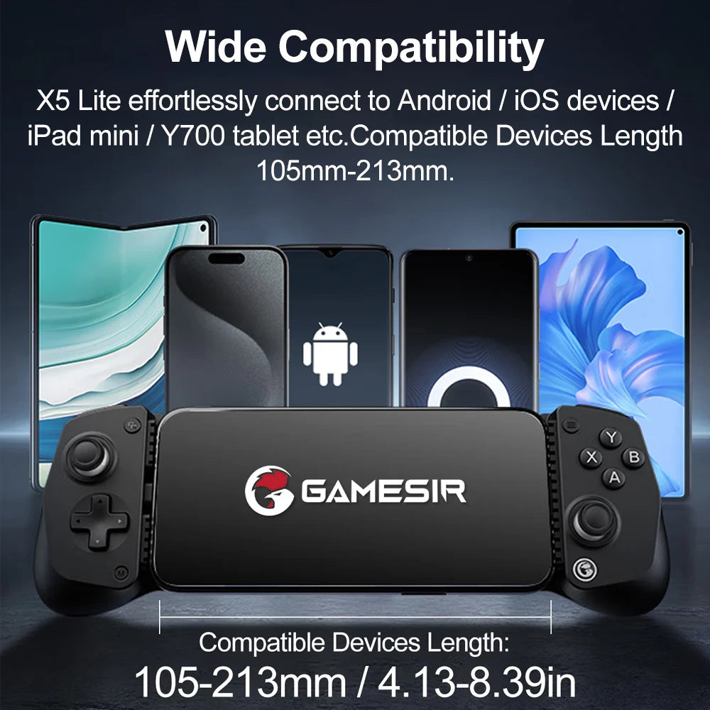 GameSir X5 Lite Mobile Gamepad Phone Game Controller for iPhone 16/15 iPad Mini Android Tablet Hall Effect Joysticks Design