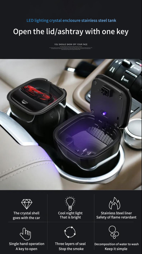 Upgrade Your Ride with the Multi-Function Car Ashtray - Stylish & Practical
